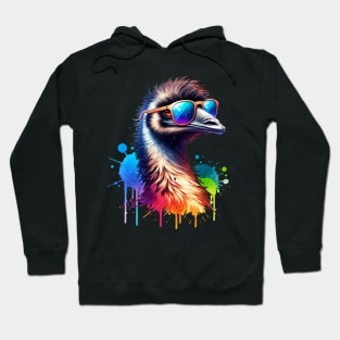Watercolor Cool Emu Bird Hoodie